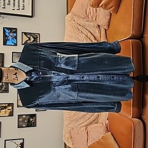 Velvet Button Down Shirt - Dark Blue